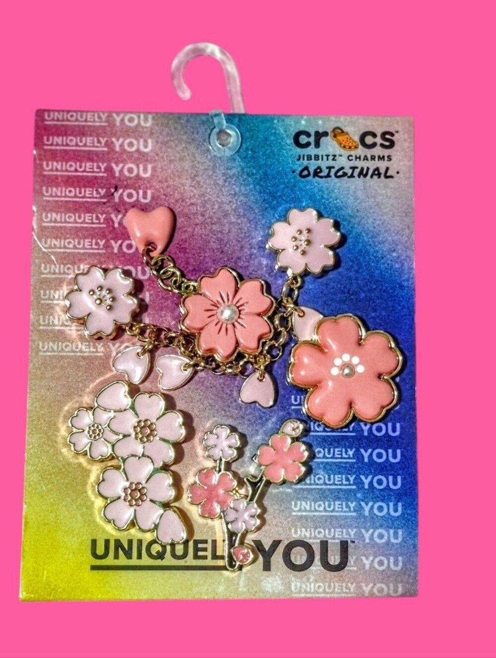 *🌸CROCS Pink Floral Jibbitz Charms Set